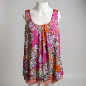 In bloom by Jonquil Women Pink Paisley Leopard & Lace Medium Pajama Set 2 Piece